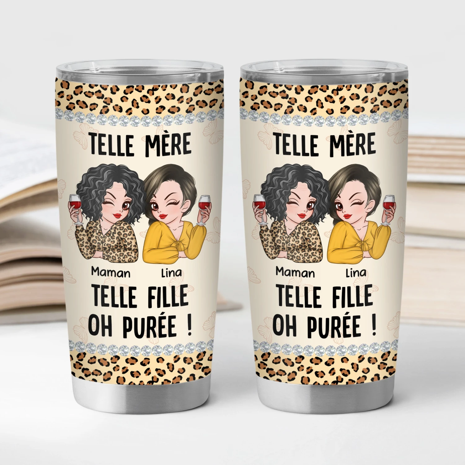 Mug Isotherme 590ml Personnalisé - Telle Mère Telle Fille - Motif Léopard 4 Mug Isotherme 590ml Personnalisé - Telle Mère Telle Fille - Motif Léopard – Image 2