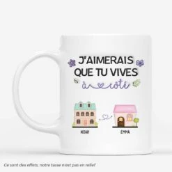 [Effet D'Impression 3D] Mug Personnalisé Meilleure Amie - Vivre À Côté - Version Colorée