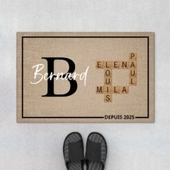 Paillasson Famille Personnalisé – Mot Croisé Avec Prénoms