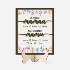 Plaque En Bois Personnalisé - D'abord Maman Maintenant Mamie - Fleurs Pastel