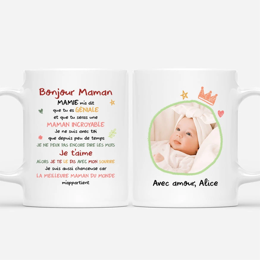 Mug Maman Personnalisé - Bonjour Maman - Dessin Crayon Avec Photo 3 Mug Maman Personnalisé - Bonjour Maman - Dessin Crayon Avec Photo