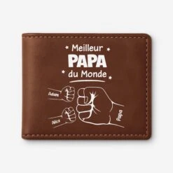 Portefeuille Cuir Personnalisé - Meilleur Papa - Avec Poings