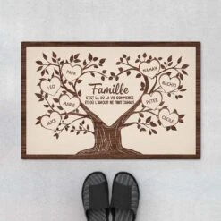 Paillasson Personnalisé Famille Avec Arbre Cœur Dessiné