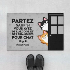 Paillasson Personnalisé Chat - Partez Sauf Si - Version Derrière La Porte