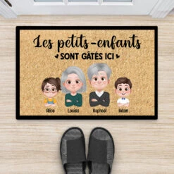 Paillasson Famille Personnalisé – Les Petits-enfants Sont Gâtés Ici -Cadeau Plus 4268DFR2 paillasson personnalise famille les petits enfants sont gates ici design cartoon 4268dtq0a