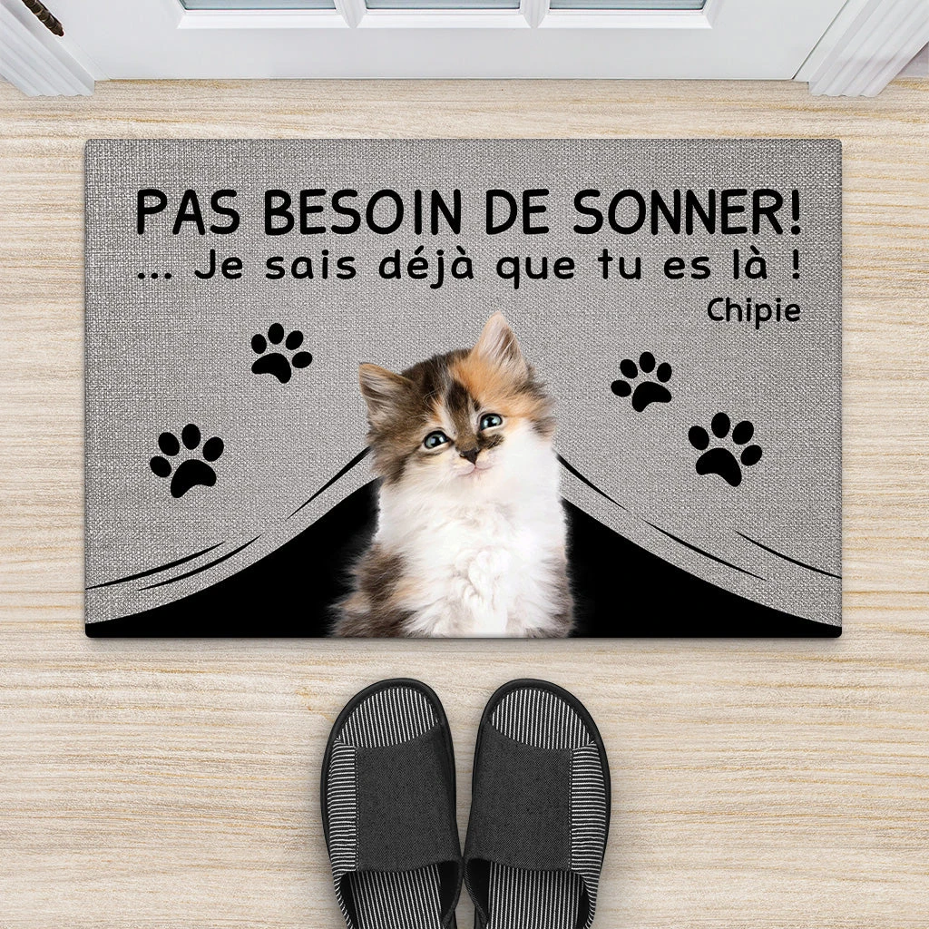 Paillasson Personnalisé Chat - Pas Besoin De Sonner 4 Paillasson Personnalisé Chat - Pas Besoin De Sonner – Image 2