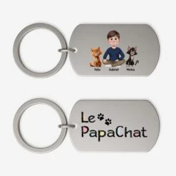 Porte-Clé Aluminium Personnalisé - Le Papa Chat - Design Cartoon