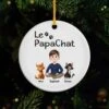 Ornement Céramique Personnalisé - Le Papa Chat - Design Cartoon -Cadeau Plus 4298OFR1 ornement ceramique personnalise le papa chat design cartoon 4298o3l0d