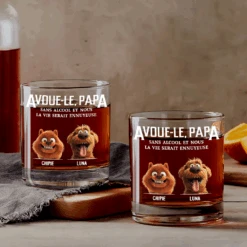 Verre À Whisky Personnalisé - Avoue-Le Papa - Cadeau Avec Chiens