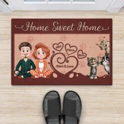 Paillasson Personnalisé Chat - Home Sweet Home Vintage - Design Cartoon -Cadeau Plus 4366DFR2 paillasson personnalise chat home sweet home vintage design cartoon 4366dkm0d