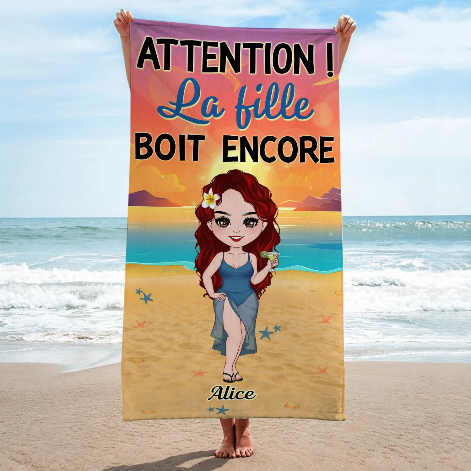 Serviette De Plage Personnalisée - Les Filles Boivent Encore 4 Serviette De Plage Personnalisée - Les Filles Boivent Encore – Image 2