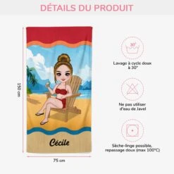 Femme Détendue - Serviette De Plage Personnalisée -Cadeau Plus 4451BFR3 femme detendue serviette de plage personnalisee 4451b8lma
