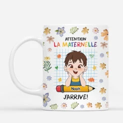 Mug Personnalisé Enfant - Attention La Maternelle - Design Floral
