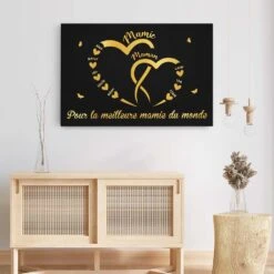 Toile Personnalisable - Pour La Meilleure Mamie - Cœur D'Or -Cadeau Plus 4469CFR3 toile personnalisable pour la meilleure mamie coeur dor 4469c8m3a