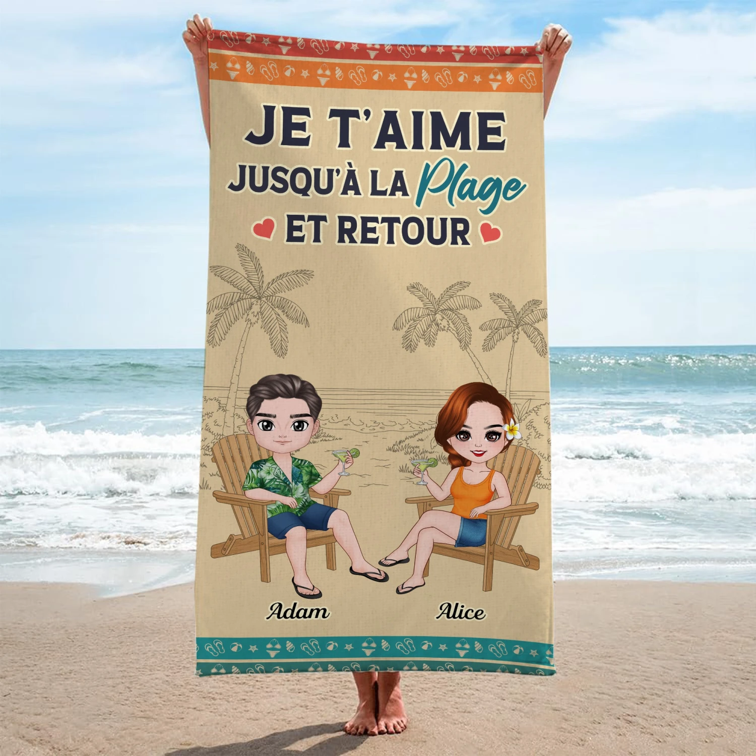 Serviette De Plage Personnalisée - Jusqu’à La Plage Et Retour 4 Serviette De Plage Personnalisée - Jusqu’à La Plage Et Retour – Image 2