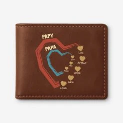 Ses Petits Cœurs - Portefeuille En Cuir Personnalisé Papa Papy