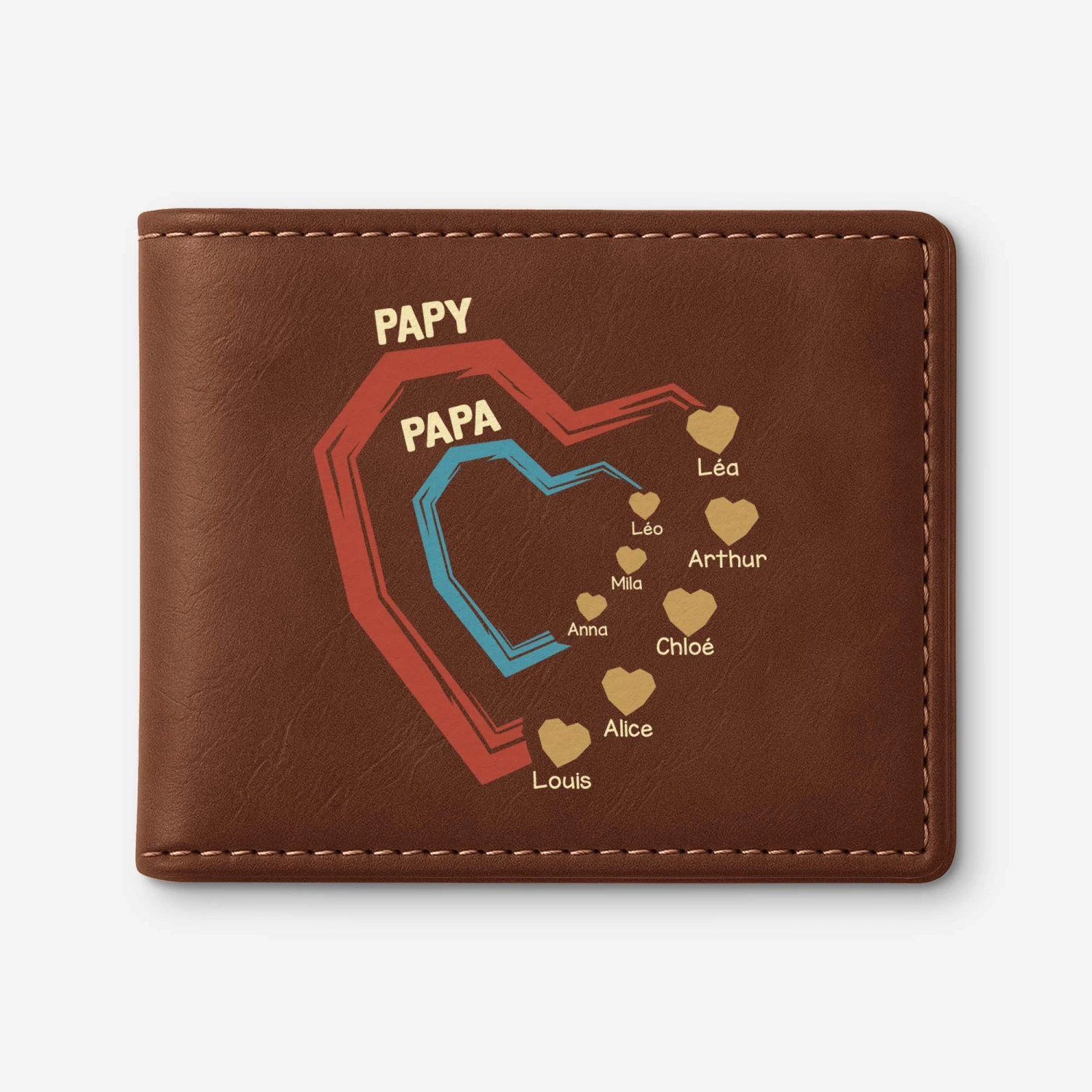 Ses Petits Cœurs - Portefeuille En Cuir Personnalisé Papa Papy 3 Ses Petits Cœurs - Portefeuille En Cuir Personnalisé Papa Papy