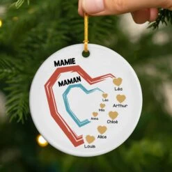 Cadeau Plus -Cadeau Plus 4492OFR2 ses petits coeurs ornement ceramique personnalise pour papa papy 4492otmab