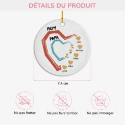 Ses Petits Cœurs - Ornement Céramique Personnalisé Pour Papa Papy -Cadeau Plus 4492OFR3 ses petits coeurs ornement ceramique personnalise pour papa papy 4492otmab