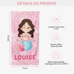 Serviette De Plage Personnalisé - Petite Sirène / Petit Triton -Cadeau Plus 4538BFR3 serviette de plage personnalise petite sirene petit triton 4538bkq0k