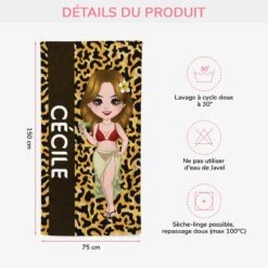 Serviette De Plage Personnalisé Femme Sexy -Cadeau Plus 4563BFR3 serviette de plage personnalise femme sexy 4563bklta