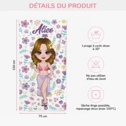 Serviette De Plage Personnalisé Femme Avec Fleurs Violettes -Cadeau Plus 4593BFR3 serviette de plage personnalise femme avec fleurs violettes 4593b5m0a