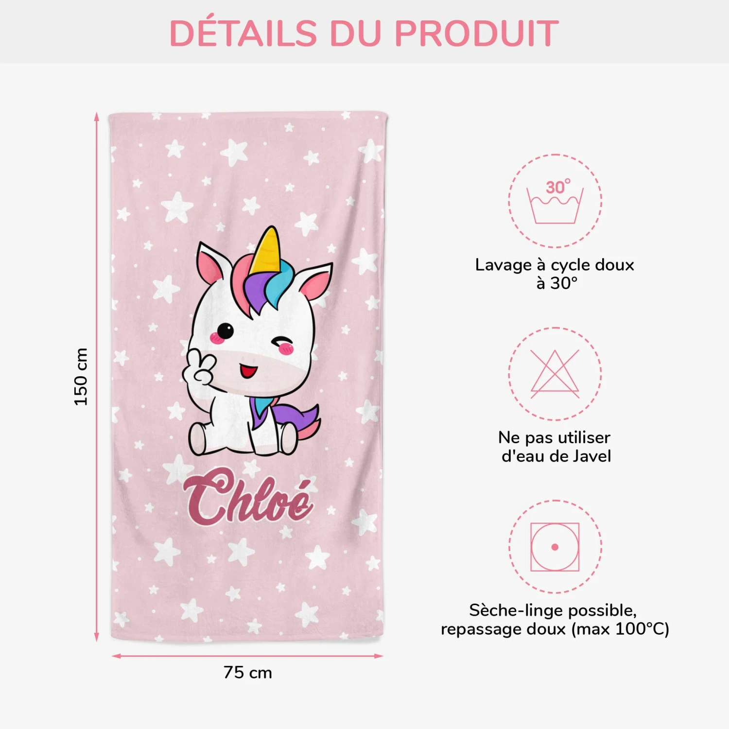 Serviette De Plage Personnalisée Licorne 5 Serviette De Plage Personnalisée Licorne – Image 3
