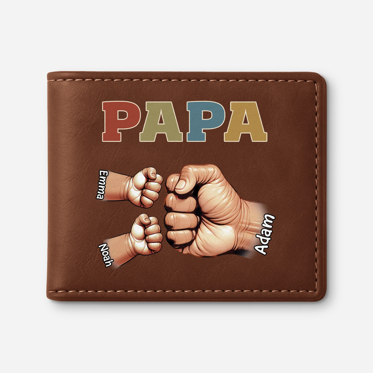 Portefeuille Cuir Personnalisé Papa - Coloré Avec Poings Authentiques 3 Portefeuille Cuir Personnalisé Papa - Coloré Avec Poings Authentiques