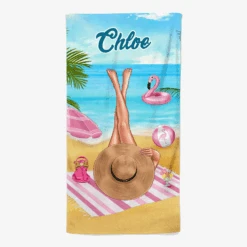Serviette De Plage Personnalisée - Plage, Paille Et Parfait
