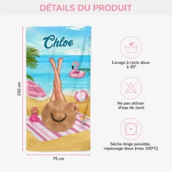 Serviette De Plage Personnalisée - Plage, Paille Et Parfait -Cadeau Plus 4679BFR3 Serviette De Plage Personnalisee Plage Paille et Parfait