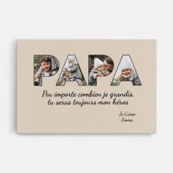 Toile Personnalisée Papa Avec Photo - Toujours Mon Héros