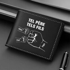 Portefeuille En Cuir Personnalisé Homme - Tel Père Tels Enfants -Cadeau Plus 4690JFR2 portefeuille en cuir personnalise homme tel pere tels enfants 4690jkl5b