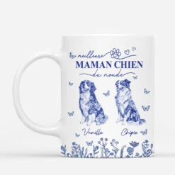 Mug Personnalisé - Meilleure Maman Chien - Style Bleu-Toile