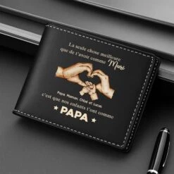 Portefeuille Cuir Personnalisé Papa - La Meilleure Chose - Design Cœur Avec Les Mains -Cadeau Plus 4814JFR2 portefeuille cuir personnalise papa la meilleure chose design coeur avec les mains 4814j6i5b