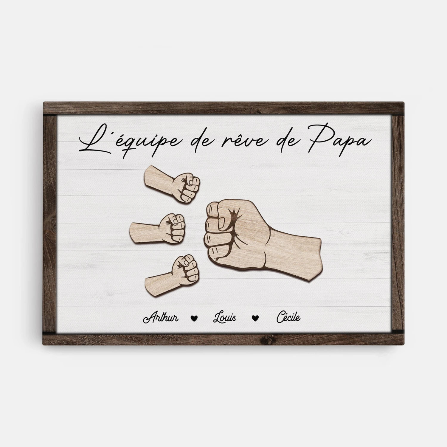Toile Personnalisée Papa - L’équipe De Rêve De Papa - Poings 3 Toile Personnalisée Papa - L’équipe De Rêve De Papa - Poings