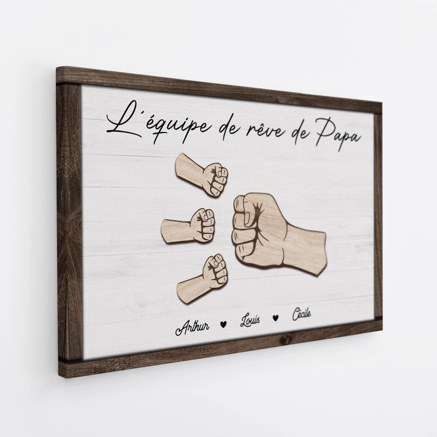 Toile Personnalisée Papa - L’équipe De Rêve De Papa - Poings 4 Toile Personnalisée Papa - L’équipe De Rêve De Papa - Poings – Image 2