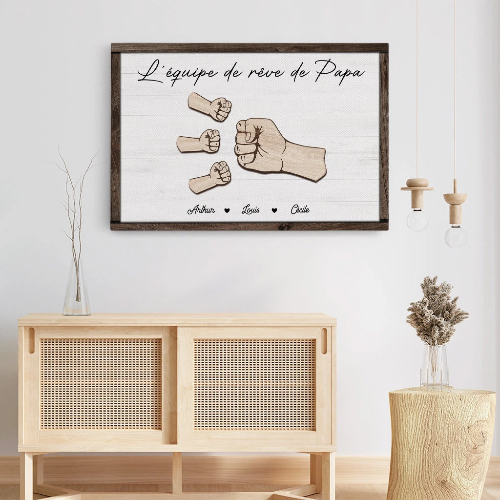 Toile Personnalisée Papa - L’équipe De Rêve De Papa - Poings 5 Toile Personnalisée Papa - L’équipe De Rêve De Papa - Poings – Image 3