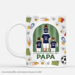 [Effet D'Impression 3D] Mug Personnalisé Papa - L’équipe De Rêve De Papa Football
