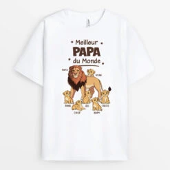 T-shirt Personnalisé - Meilleur Papa Lion - Couleur Clair