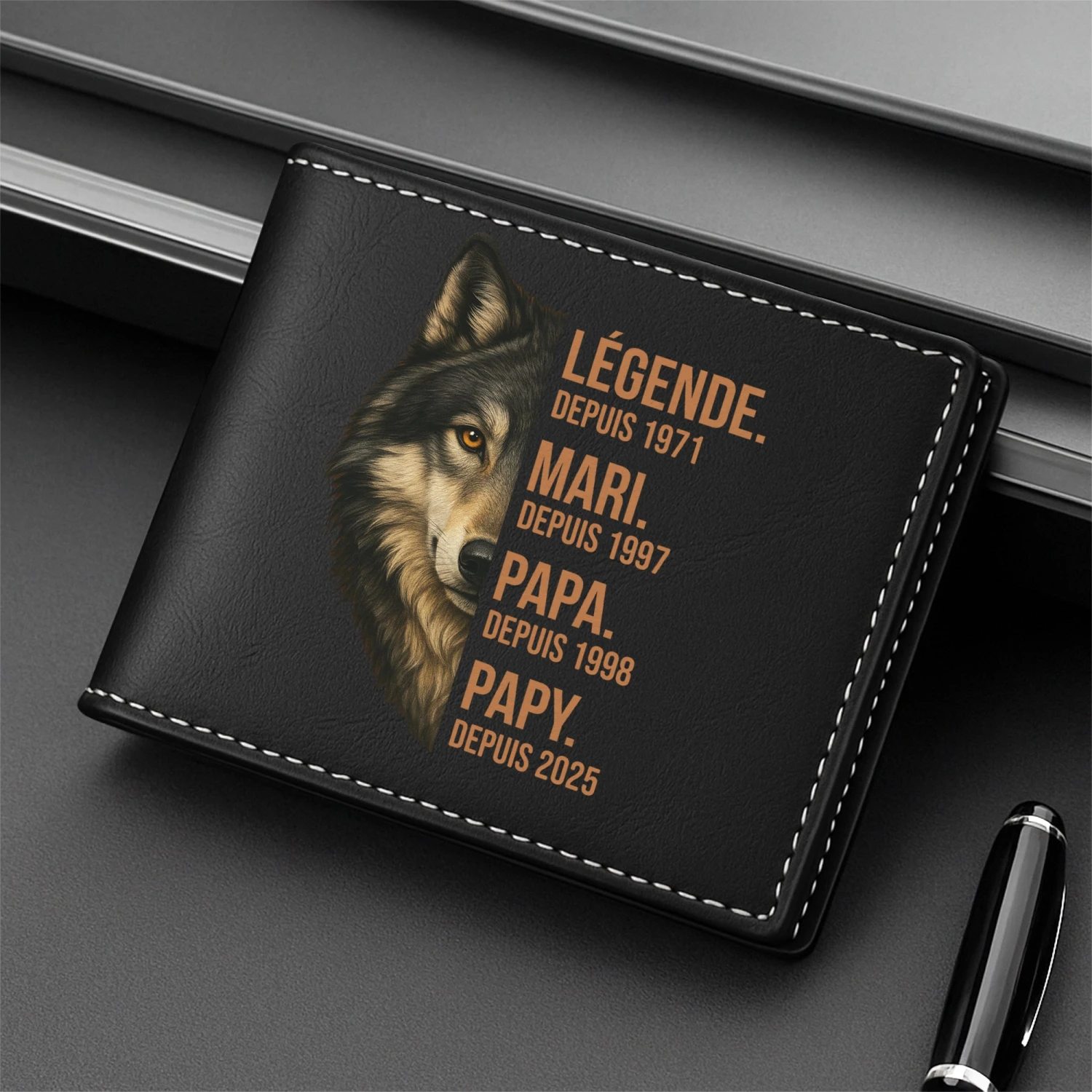 Portefeuille Personnalisé Pour Papa - Légende, Mari, Papa Loup 4 Portefeuille Personnalisé Pour Papa - Légende, Mari, Papa Loup – Image 2