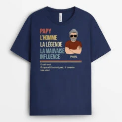 T-shirt Personnalisé Papa Vintage - La Mauvaise Influence -Cadeau Plus 4869FR2 t shirt personnalise papa vintage la mauvaise influence 4869