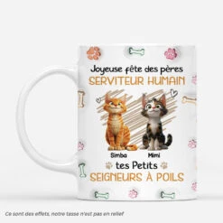 [Effet D'Impression 3D] Mug Personnalisé Chat - Bonne Fête De Papa Chat