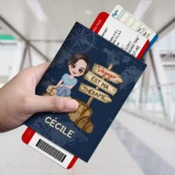 Porte Passeport Personnalisé Pour Femme - Voyager Est Ma Thérapie -Cadeau Plus 4942OFR2 porte passeport personnalise pour femme voyager est ma therapie 4942o