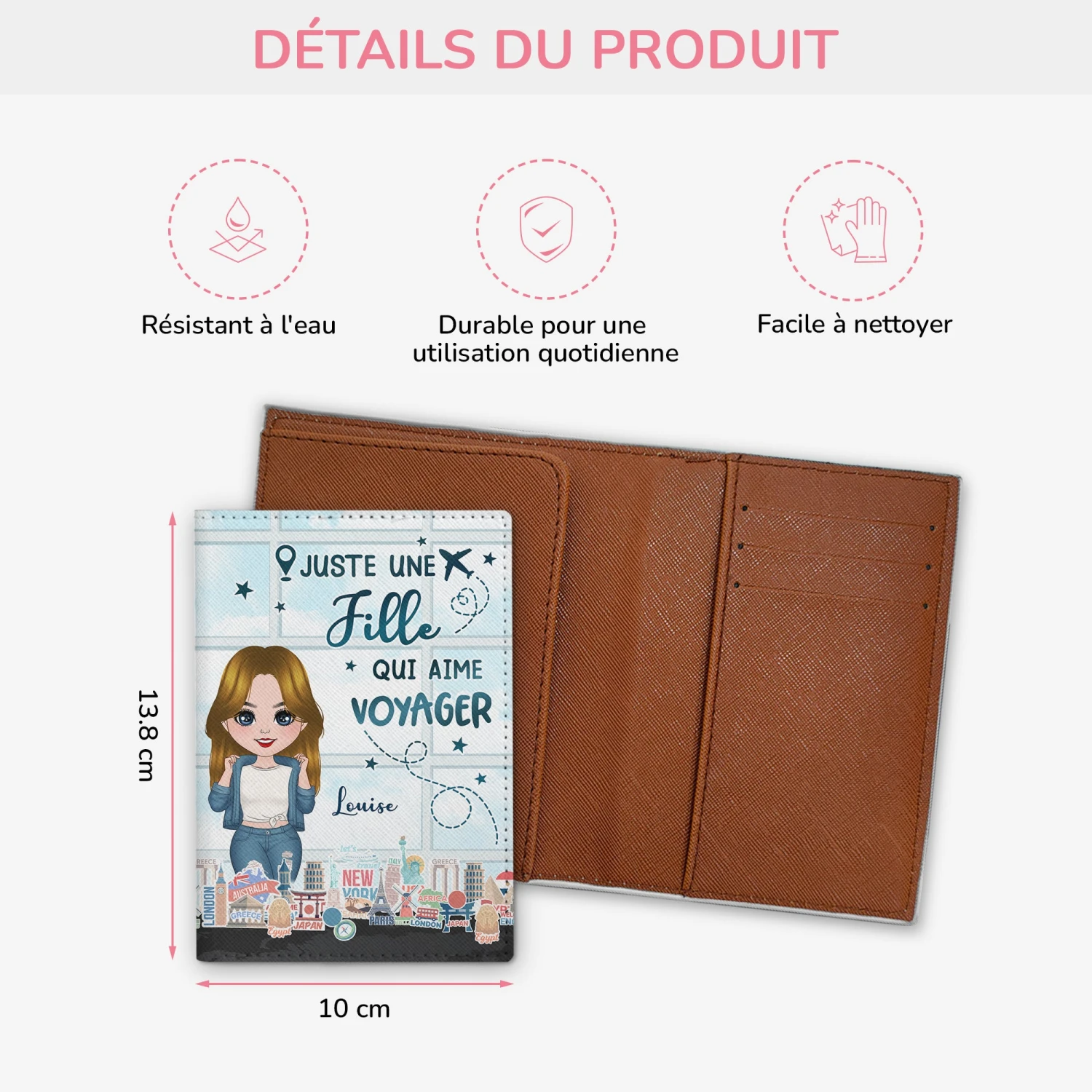 Porte Passeport Personnalisé Pour Femme - Juste Une Fille Qui Aime Voyager 5 Porte Passeport Personnalisé Pour Femme - Juste Une Fille Qui Aime Voyager – Image 3