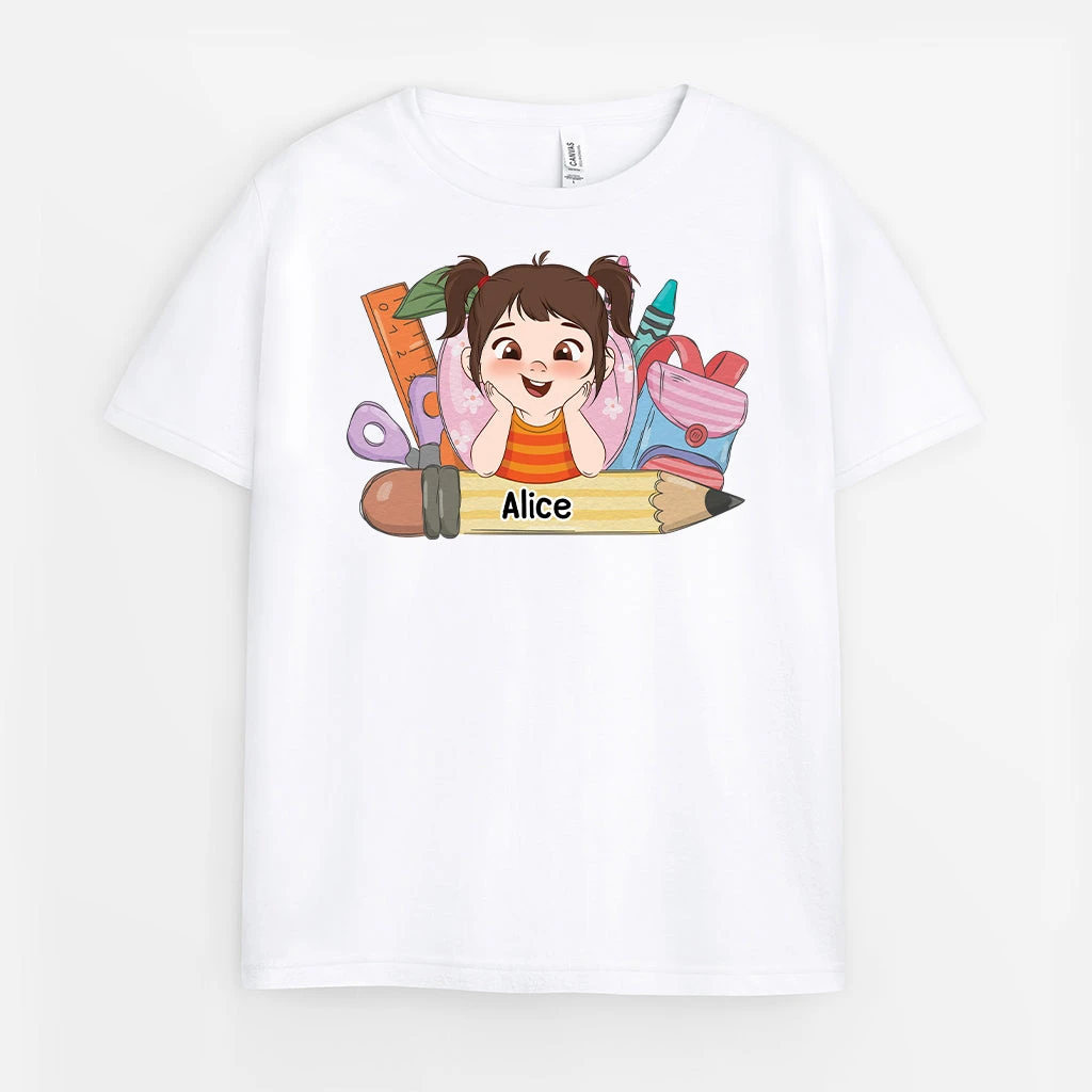 T-shirt Personnalisé Enfant - Fournitures Scolaires Et Prénom 3 T-shirt Personnalisé Enfant - Fournitures Scolaires Et Prénom