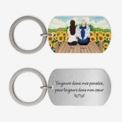 Porte Clé Aluminium Personnalisé Commémoratif - Pour Toujours Dans Mon Cœur - Tournesols