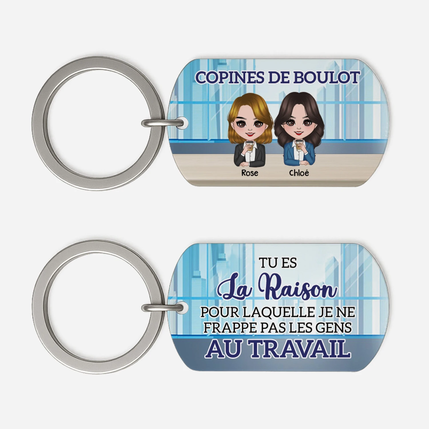 Porte Clé Aluminium Personnalisé Pour Collègue - Copines De Boulot 3 Porte Clé Aluminium Personnalisé Pour Collègue - Copines De Boulot