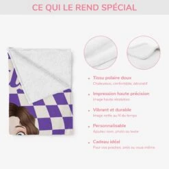 Plaid Personnalisé Femme - Version Carreaux -Cadeau Plus 5028BFR4 plaid personnalise pour femme version carreaux 5028bkmaa