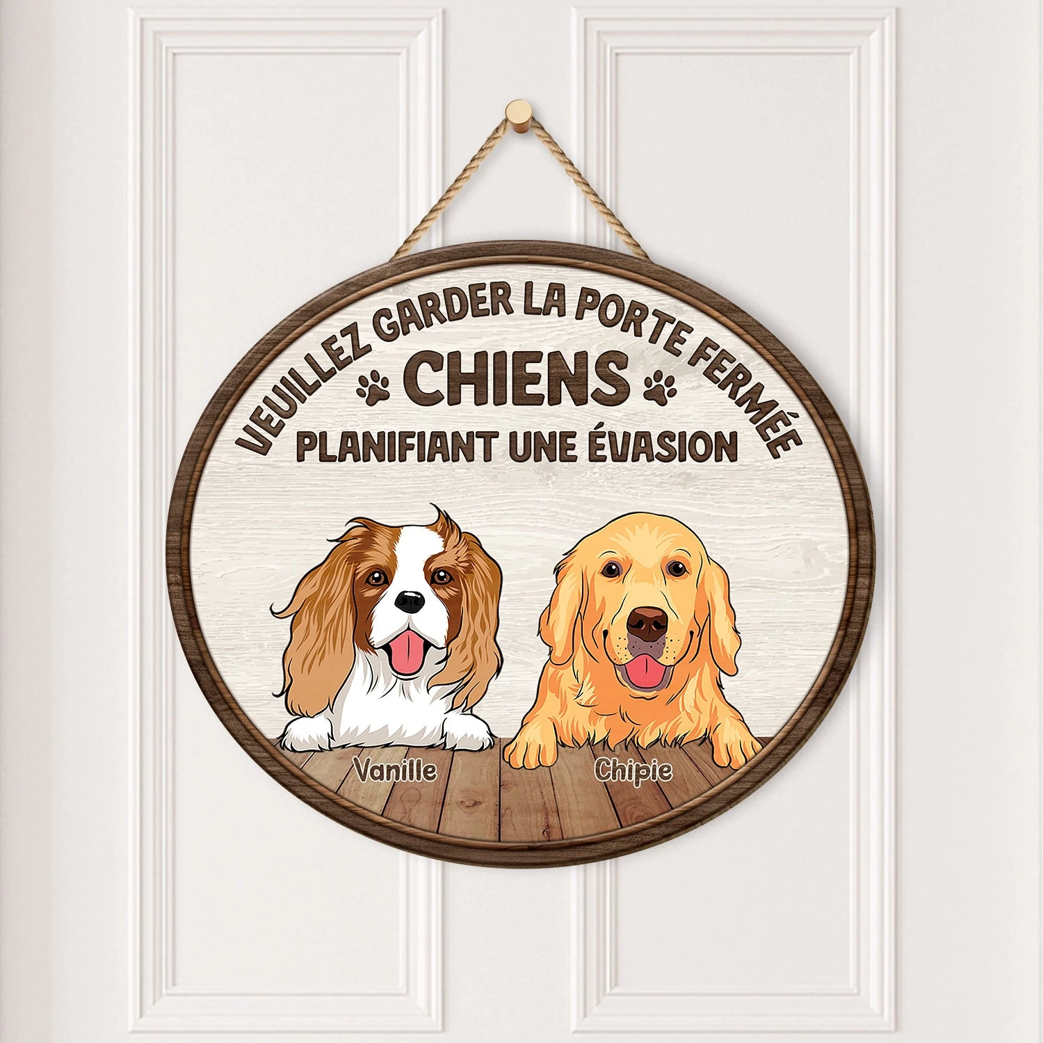 Plaque En Bois Personnalisée Avec Chien À Suspendre - Fermer La Porte Svp 4 Plaque En Bois Personnalisée Avec Chien À Suspendre - Fermer La Porte Svp – Image 2