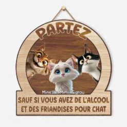 Plaque En Bois Personnalisée Avec Chat À Suspendre - Partez Sauf Si